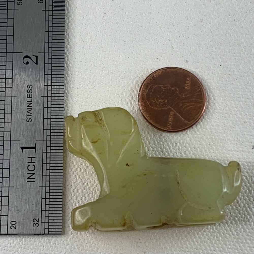 Vintage Chinese Zodiac Jade DOG Pendant Bead Hand Carved Miniature Pet Animal 2" - Picture 12 of 12